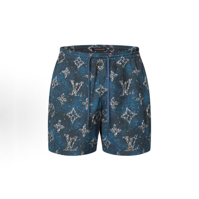 louis vuitton allover monogram printed drawstring swim shorts